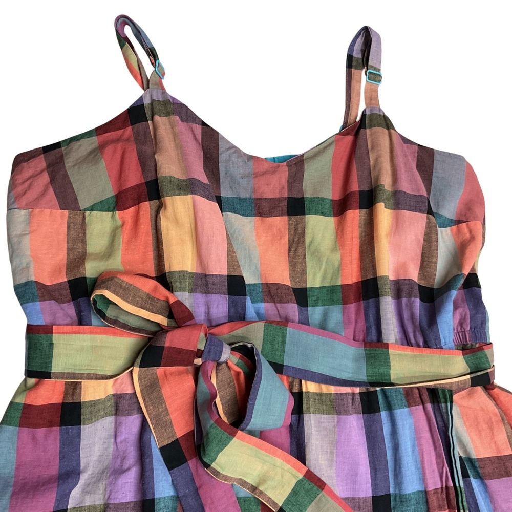 Lane Bryant Women's Plaid Print Madras Faux Wrap Boho Ruffle Midi Sundress Sz 18 - Picture 4 of 10